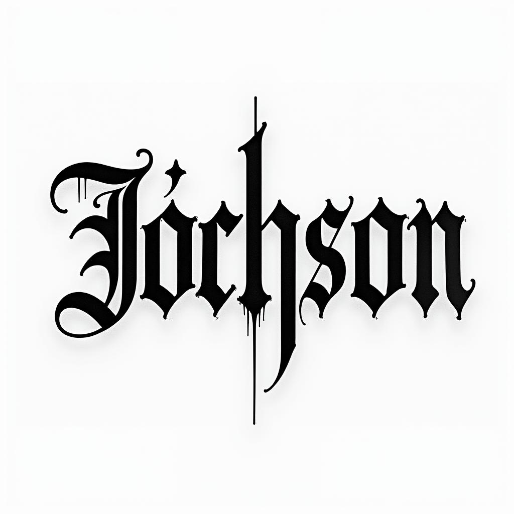 Jobsontext-based tattoo, gothic font ultra-realistic, perfectly placed, high-quality font design, photo-realistic shading, 8k, high quality, finely detailed typography