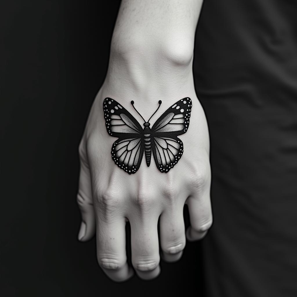 Butterfly Scorpionhigly detailed tattoo - Variation 2