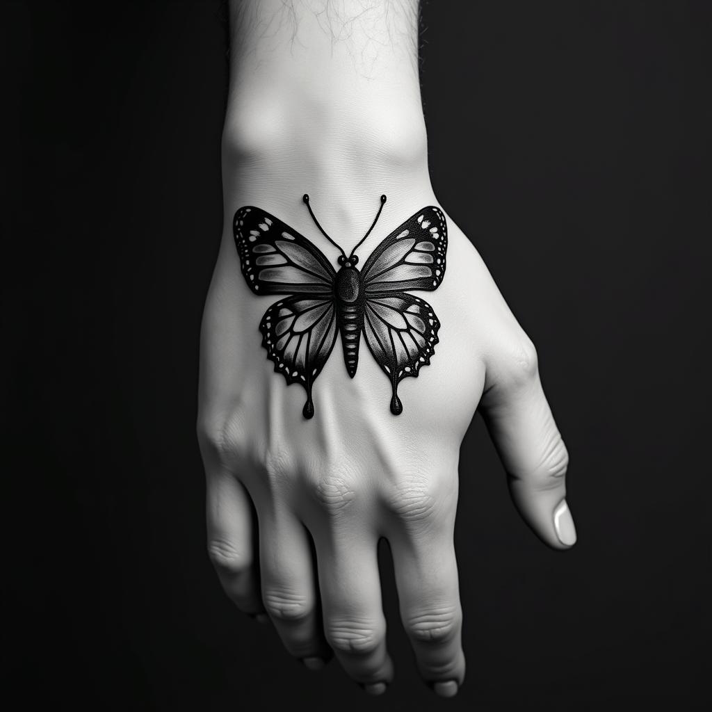 Butterfly Scorpionhigly detailed tattoo - Variation 4