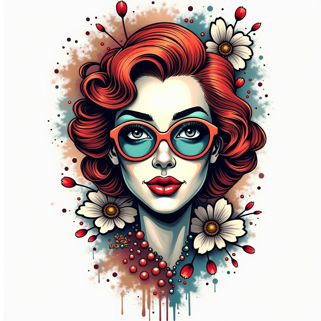 Jobsonin pop art style tattoo, featuring bold and vibrant colors, exaggerated outlines, iconic imagery, inspired by comic books and speech bubbles, comic book characters, retro pop culture - Variation 2