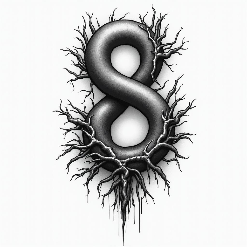 Infinity signin portrait tattoo style, featuring a highly realistic and detailed depiction  - Variation 2