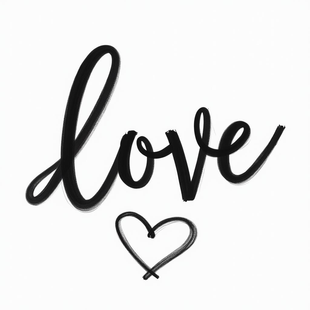 Love is a beautiful journey filled with ups and downs, moments of joy and sadness. It's a bond that brings two souls together, creating memories and experiences that last a lifetime. Through laughter and tears, love teaches us about ourselves and each other. Embracing vulnerability and openness, we discover the true meaning of partnership. In the end, love is not just about the grand gestures, but the quiet moments spent together, supporting one another through life's challenges, and celebrating each other's successes.in elegant cursive calligraphy style 2d tattoo, decorate with roses, featuring a smooth and flowing handwritten script with slightly thickened strokes for a luxurious and bold appearance,  heart symbol between names,  sleek and glossy black text with shadowing, minimalist matte white background, clean and sharp edges, illuminated with soft lighting, romantic, 8k, high-quality textures with refined typography - Variation 3