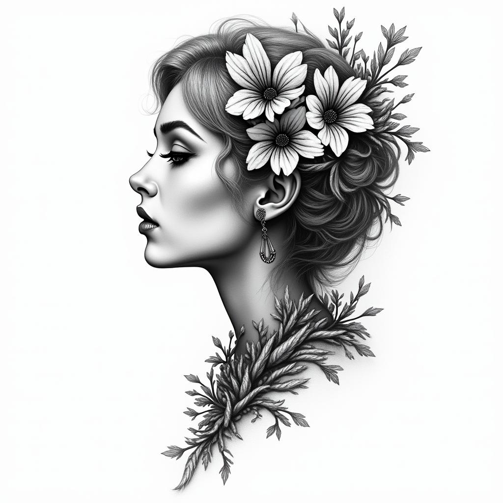 Wisteria Blume, wild in farbein new school tattoo, pop culture, modern, detailed tattoo, illustrative - Variation 1