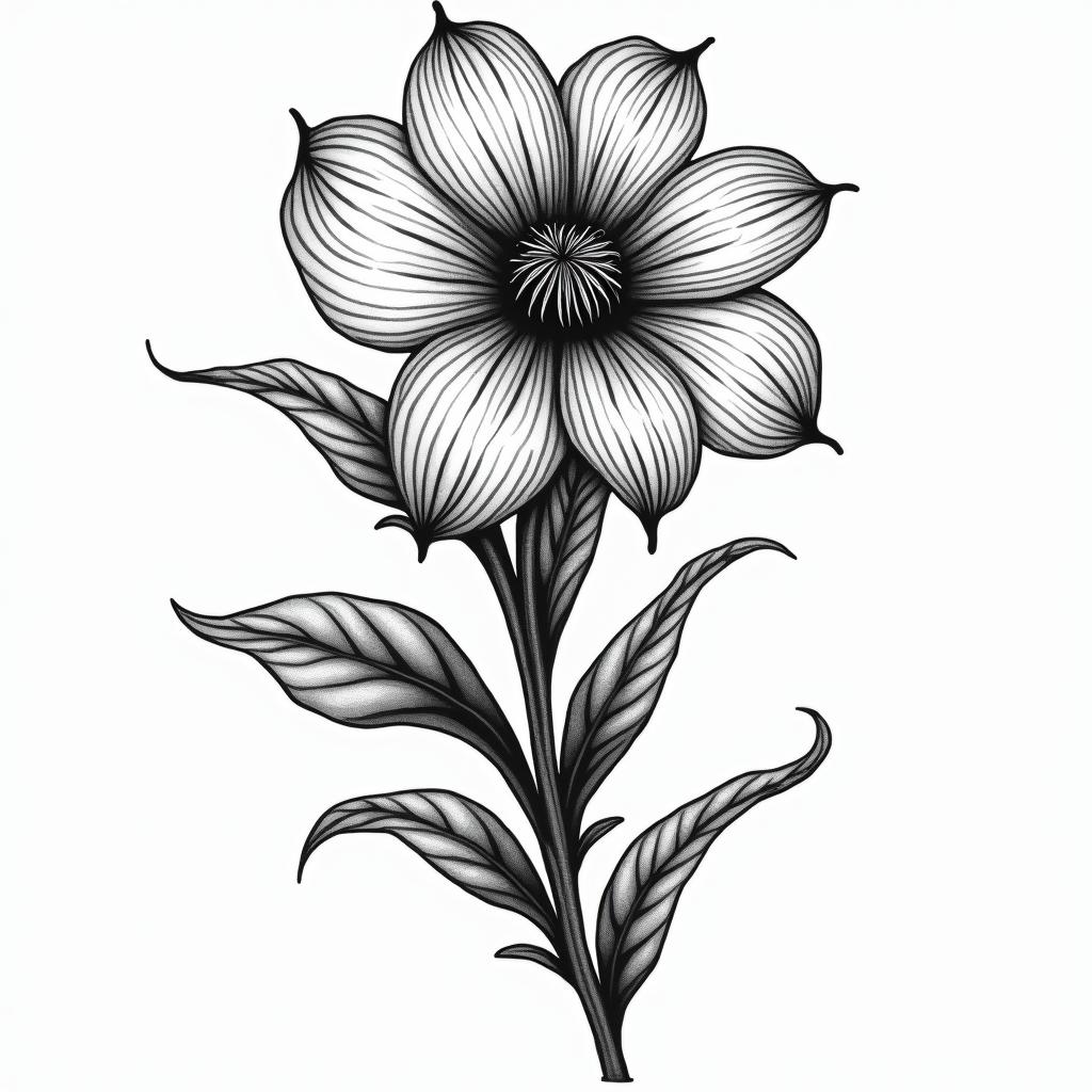 Wisteria Blume, wild in farbein new school tattoo, pop culture, modern, detailed tattoo, illustrative - Variation 2