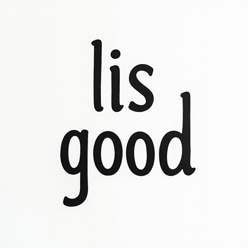 It is good.minimalist text-based tattoo, Monospace font ultra-realistic, perfectly placed, high-quality font design, photo-realistic shading, 8k, high quality, finely detailed typograph - Variation 2