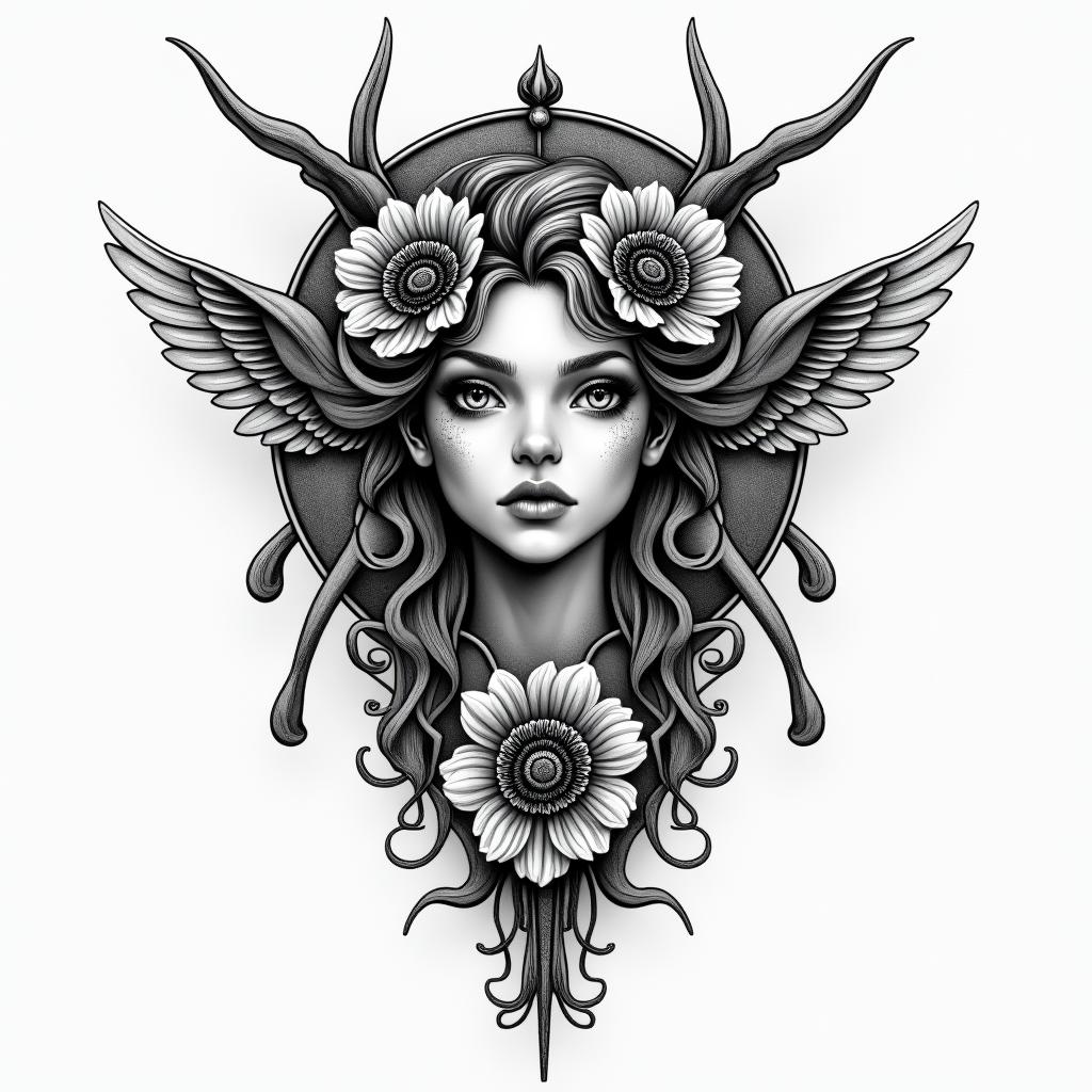 Lolibeth Sagitario pierna coolhigly detailed tattoo