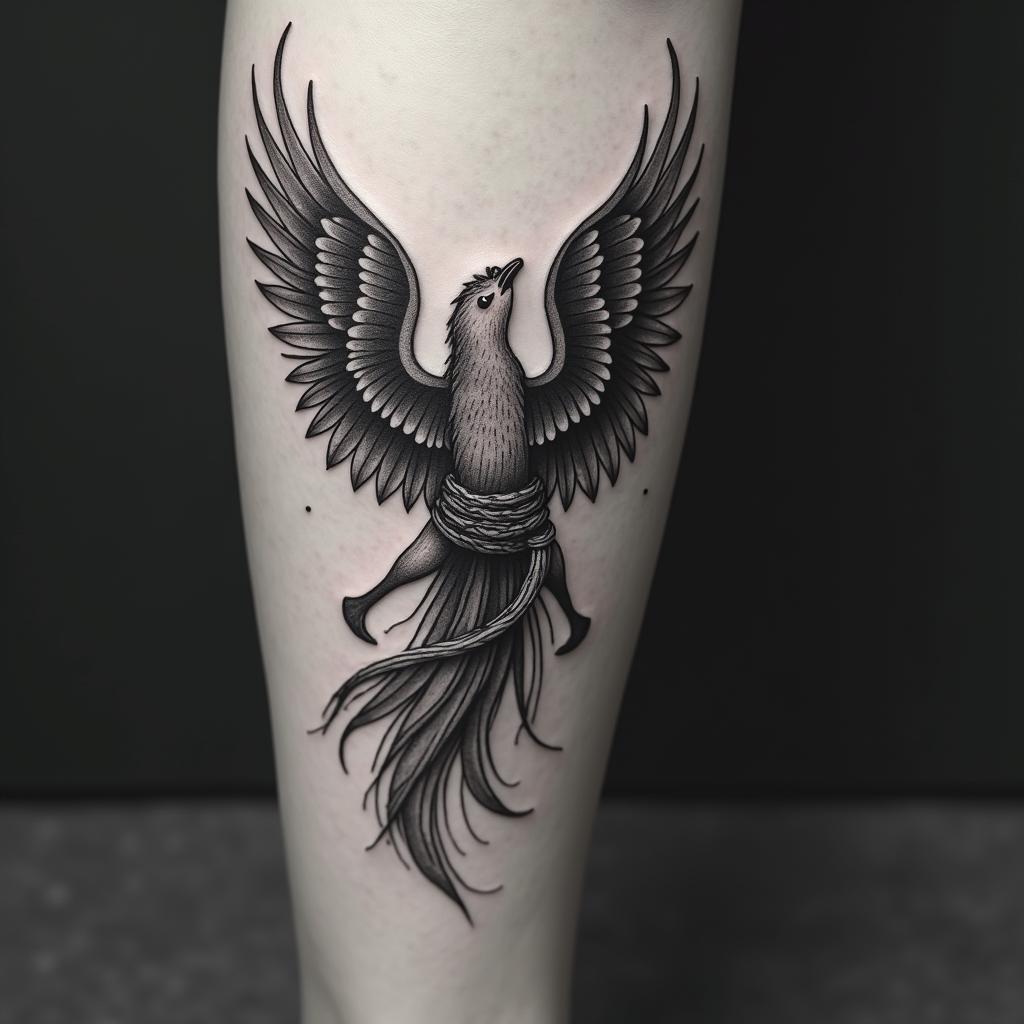 Wing, bracelet, on anklein authentic tattoo style, incorporating traditional modifications, bold black outlines, solid color fills, featuring classic authentic elements - Variation 2