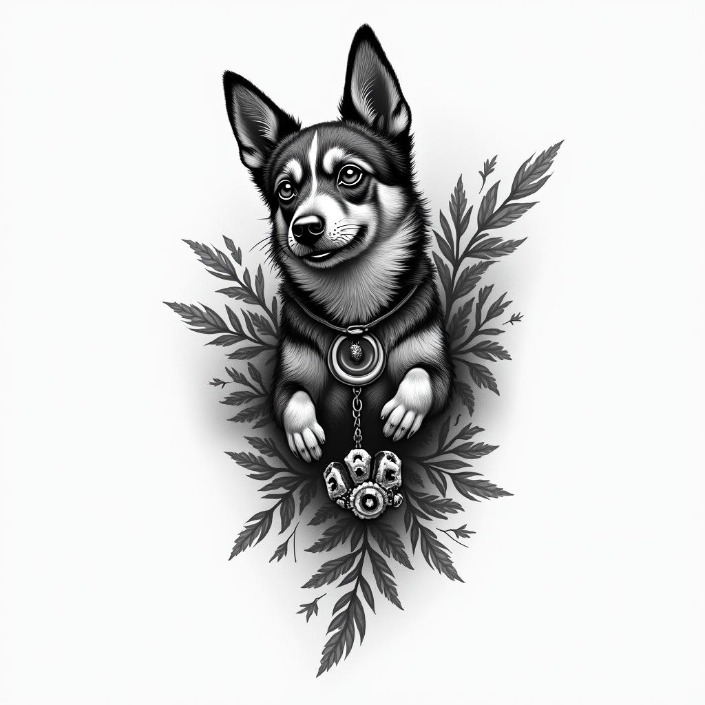 Airforce, dog tag, higly detailed tattoo