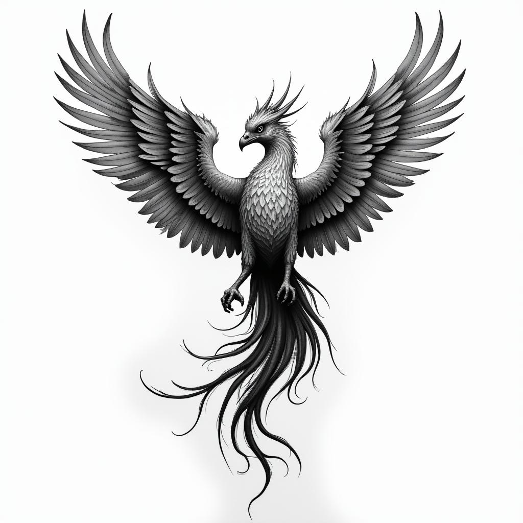 Phoenix risinghigly detailed tattoo - Variation 8