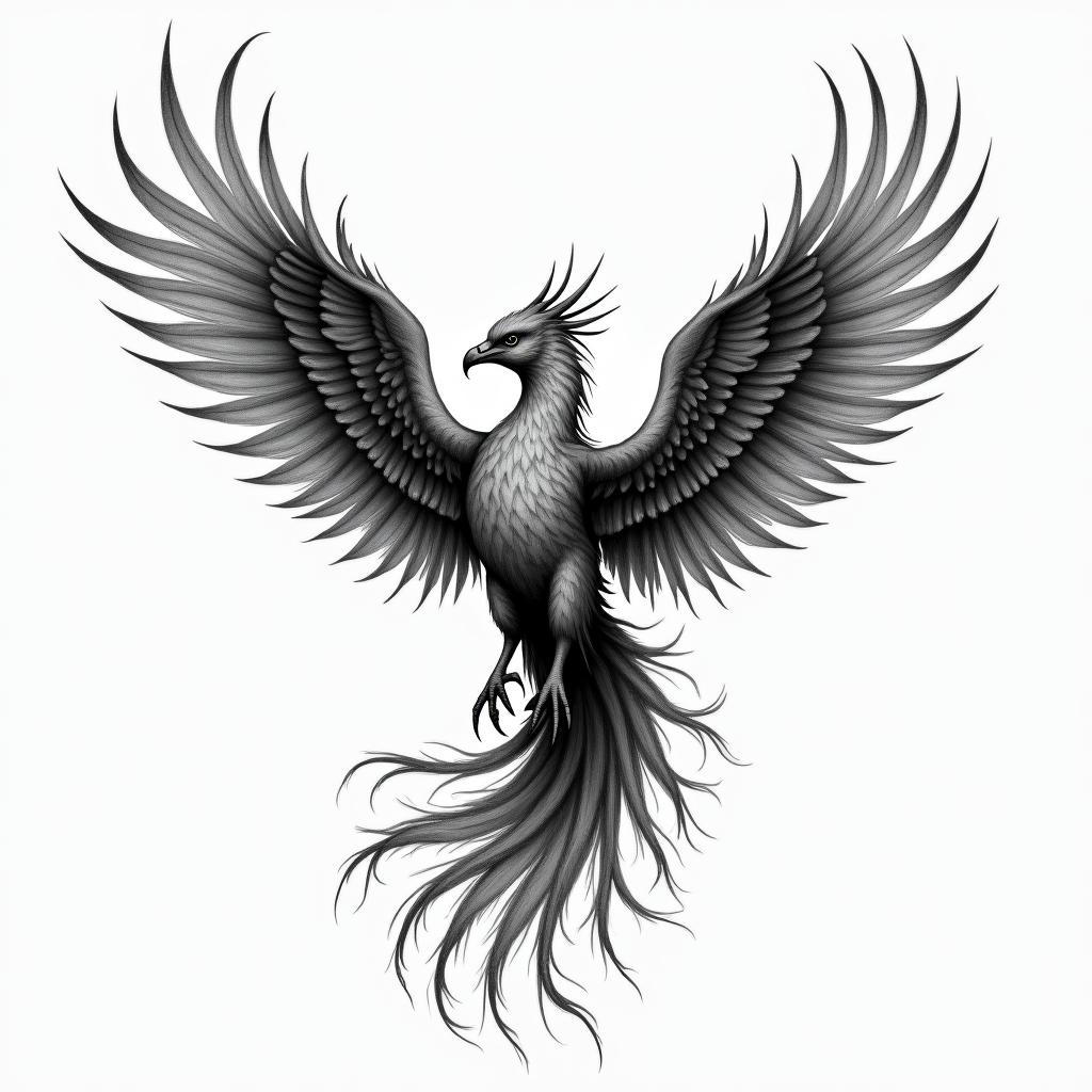 Phoenix risinghigly detailed tattoo - Variation 7