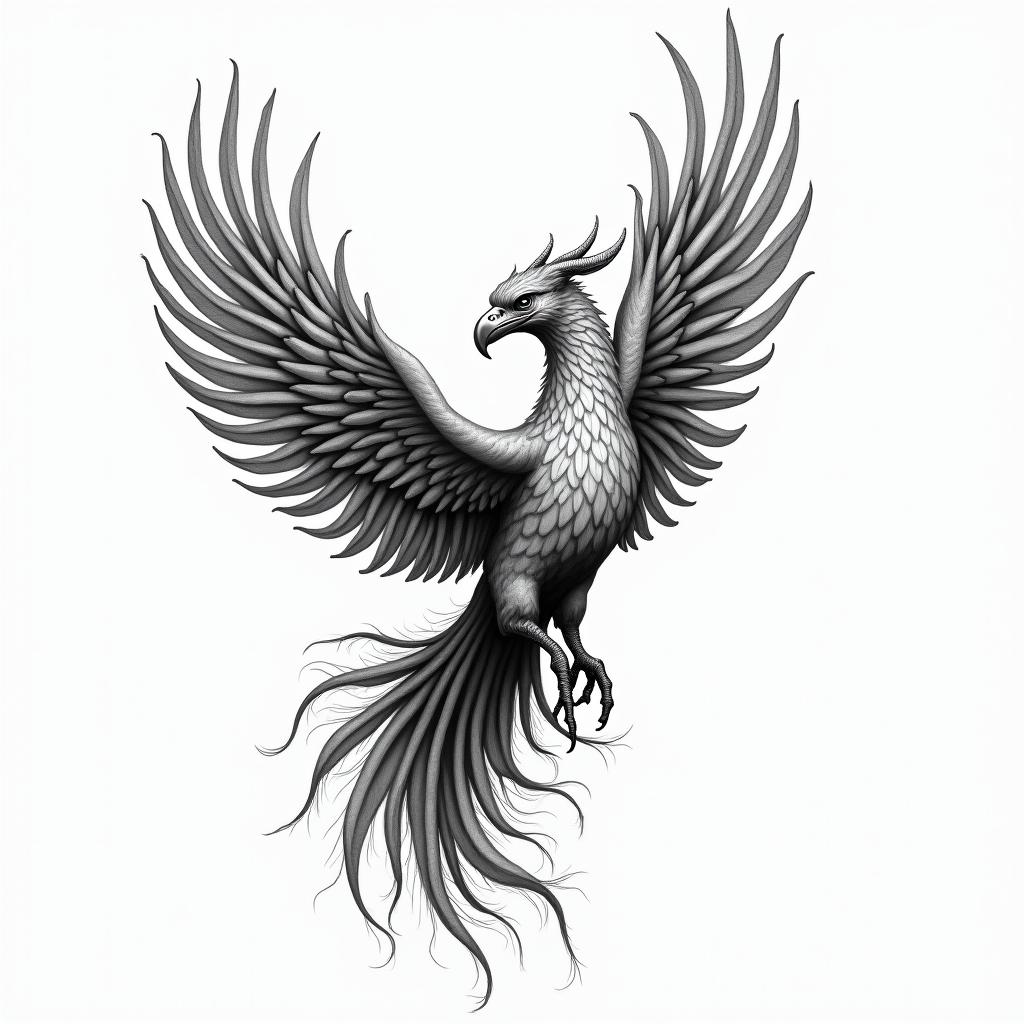 Phoenix risinghigly detailed tattoo - Variation 5
