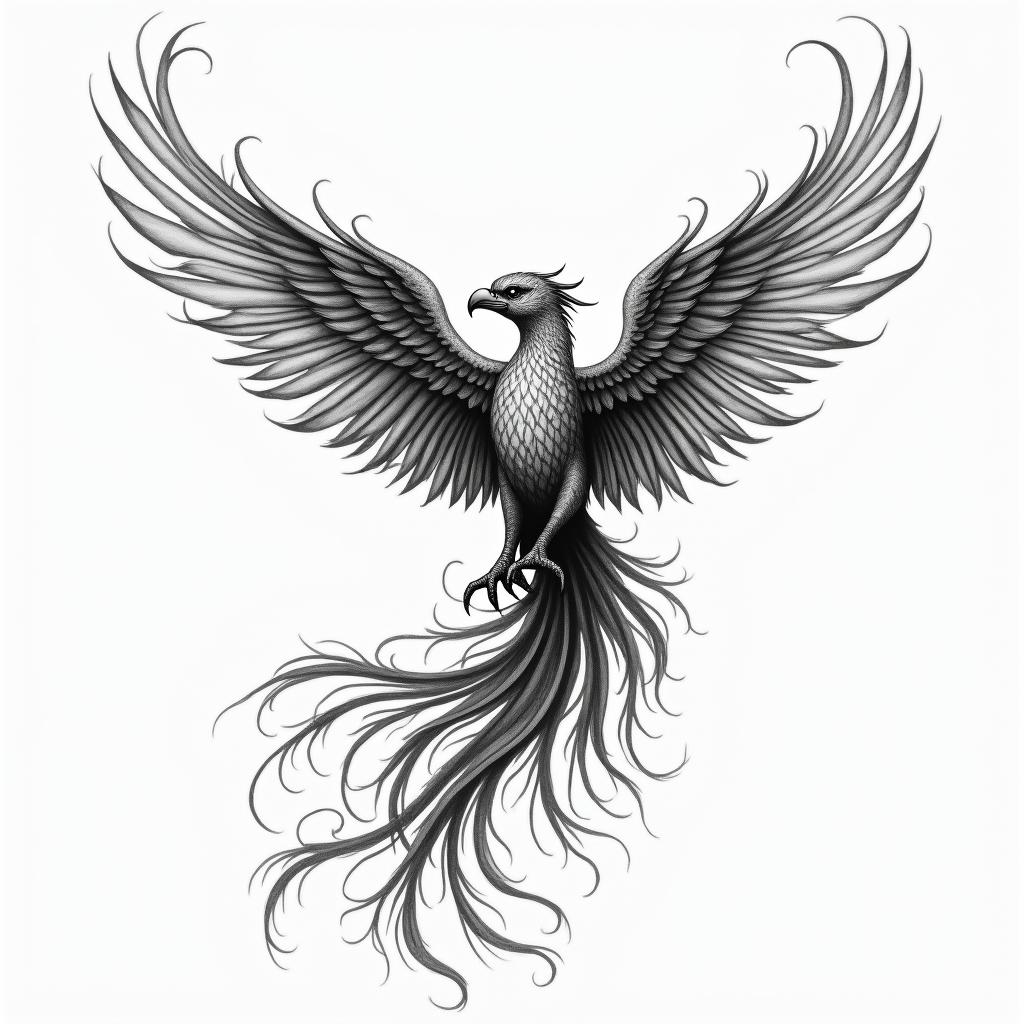Phoenix risinghigly detailed tattoo - Variation 6