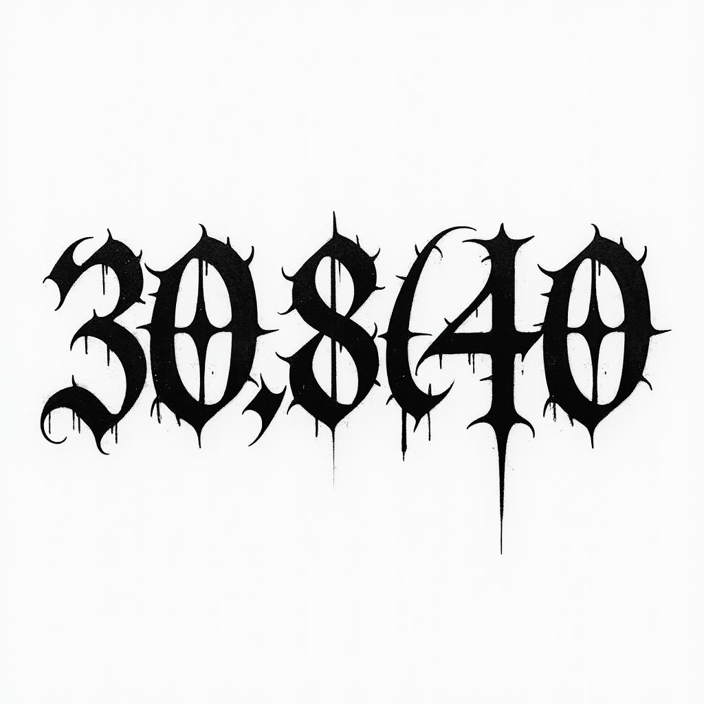 30.08.1940text-based tattoo, gothic font ultra-realistic, perfectly placed, high-quality font design, photo-realistic shading, 8k, high quality, finely detailed typography - Variation 2