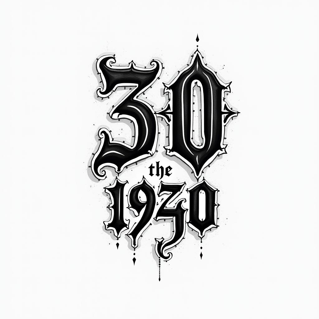 30.08.1940text-based tattoo, gothic font ultra-realistic, perfectly placed, high-quality font design, photo-realistic shading, 8k, high quality, finely detailed typography - Variation 4