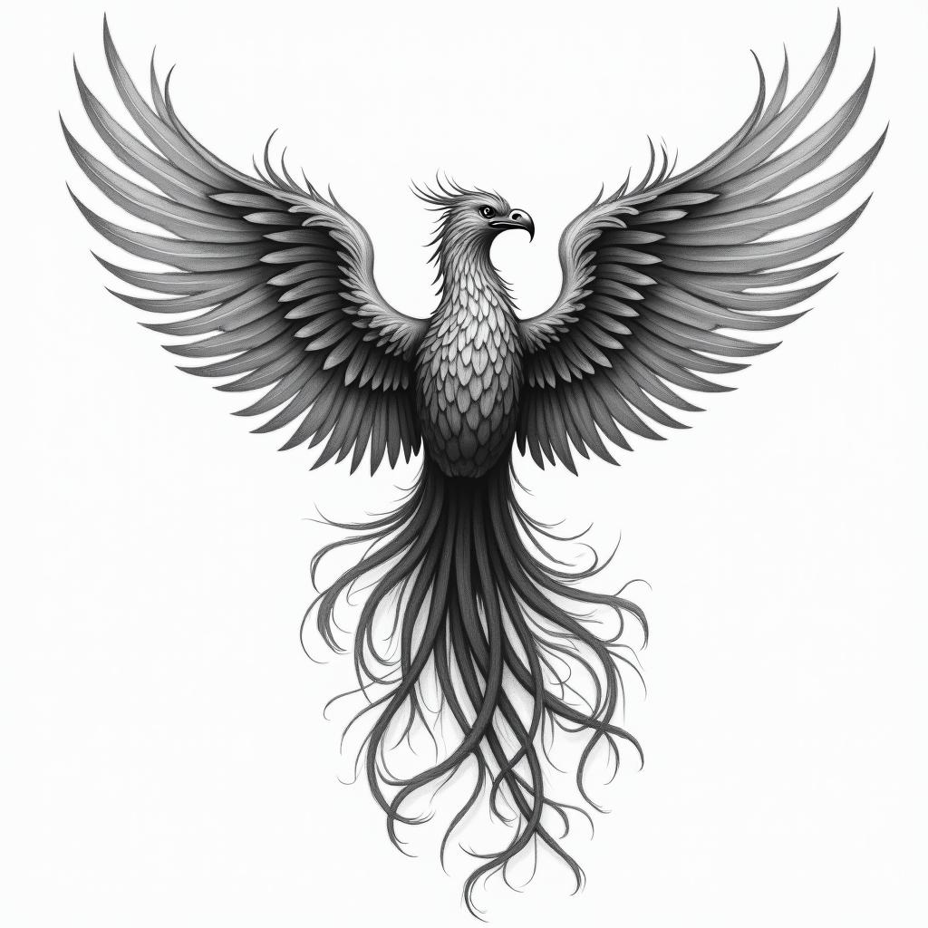 Phoenix risinghigly detailed tattoo - Variation 2