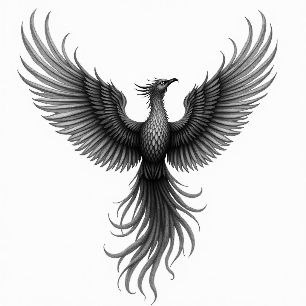 Phoenix risinghigly detailed tattoo - Variation 3