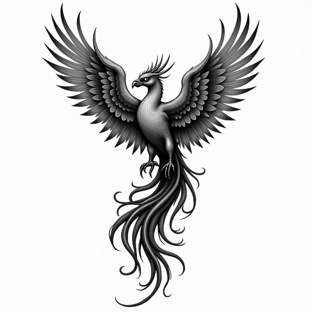 Phoenix risinghigly detailed tattoo