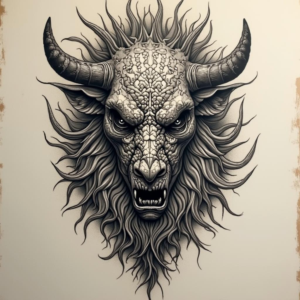 A realistic, highly detailed tattoo design on a solid canvas, showcasing intricate patterns and lifelike elements, emphasizing depth and artistry.undefined - Variation 1