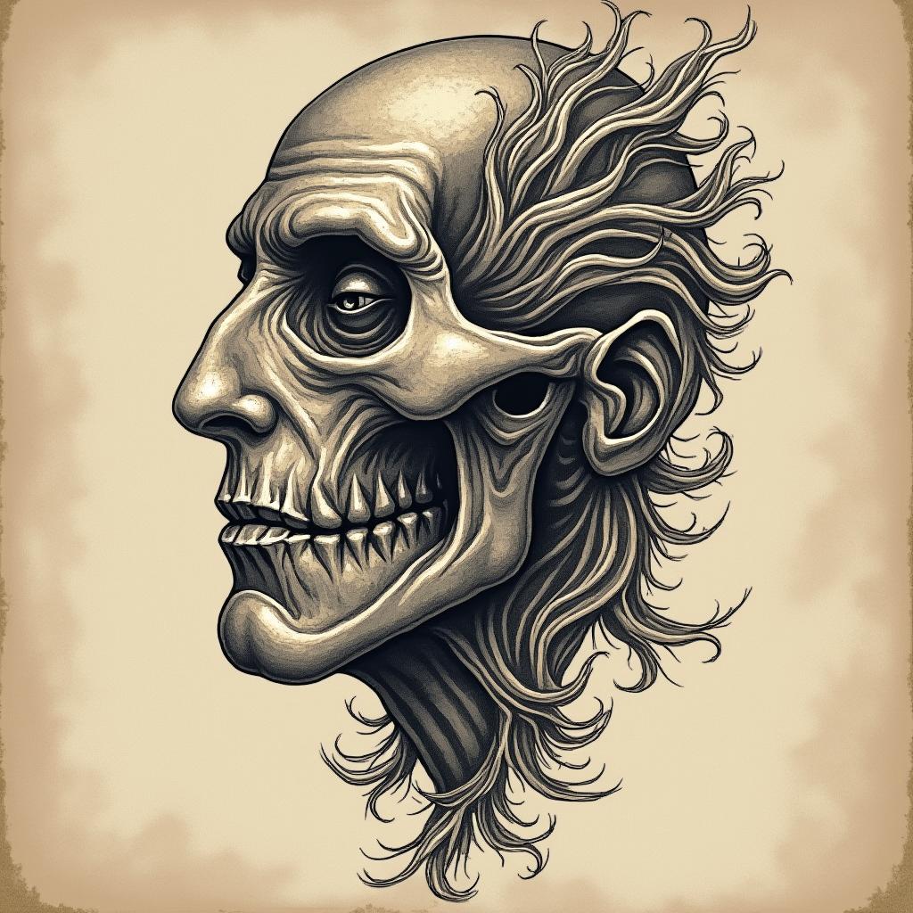 An ultra-detailed tattoo illustration, featuring a realistic style, placed on a solid, textured canvas background, enhancing its visual appeal.undefined