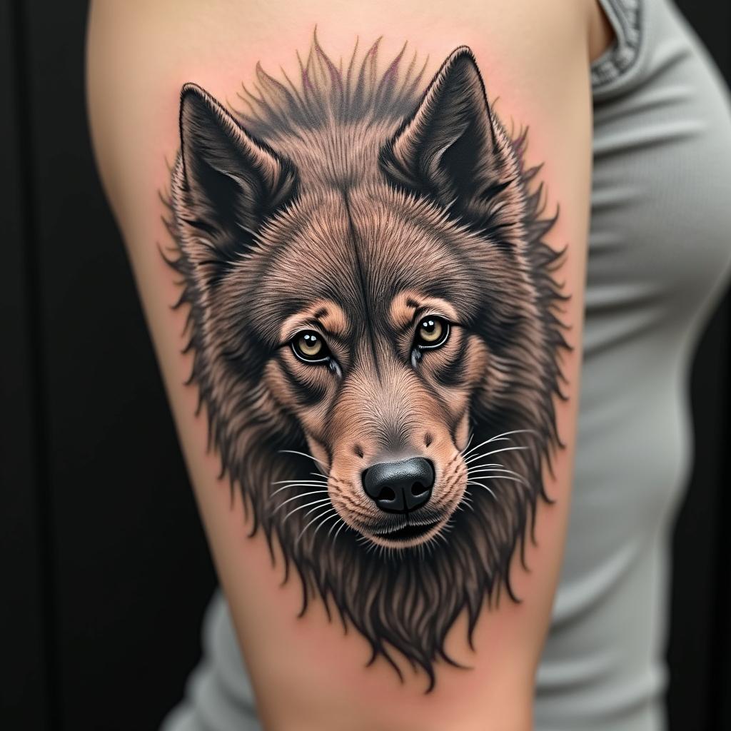 A strikingly realistic tattoo on a sturdy canvas, capturing fine details and lifelike textures, perfect for showcasing artistic skills.undefined - Variation 1