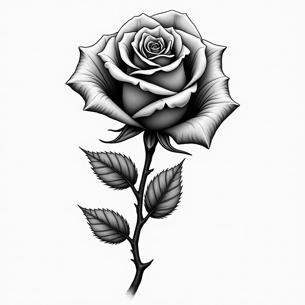 Rose with a namehigly detailed tattoo - Variation 1