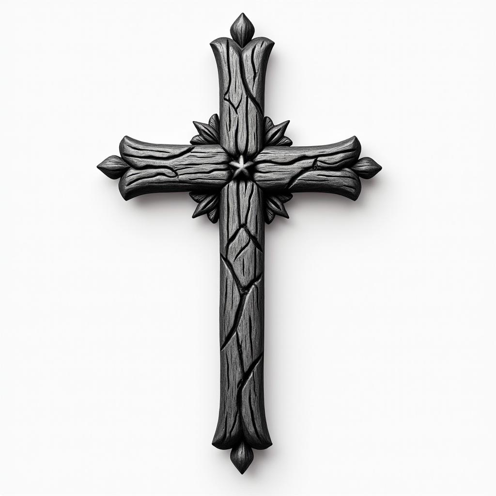 Old Wooden crossin authentic tattoo style, incorporating traditional modifications, bold black outlines, solid color fills, featuring classic authentic elements