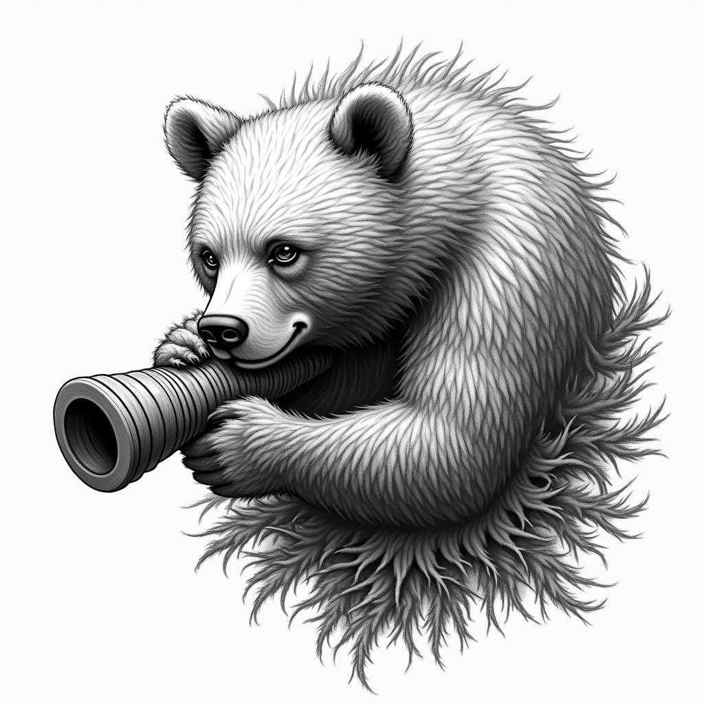 A bear and a cannonhigly detailed tattoo
