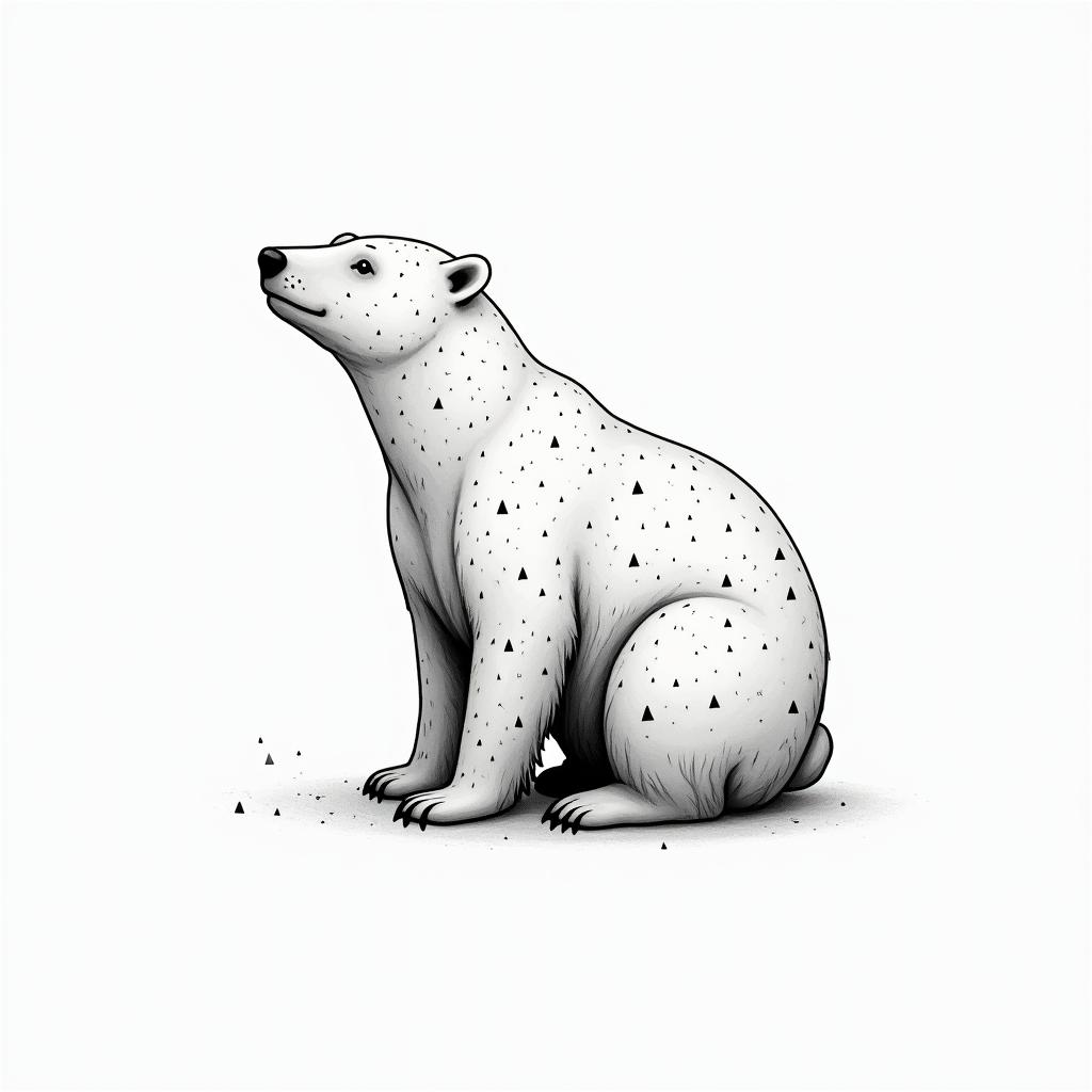 Polar bear water geometricalin minimalist style tattoo, featuring simple shapes and fine lines, with minimal shading and details, tiny triangles, creating a sense of balance and harmony - Variation 4