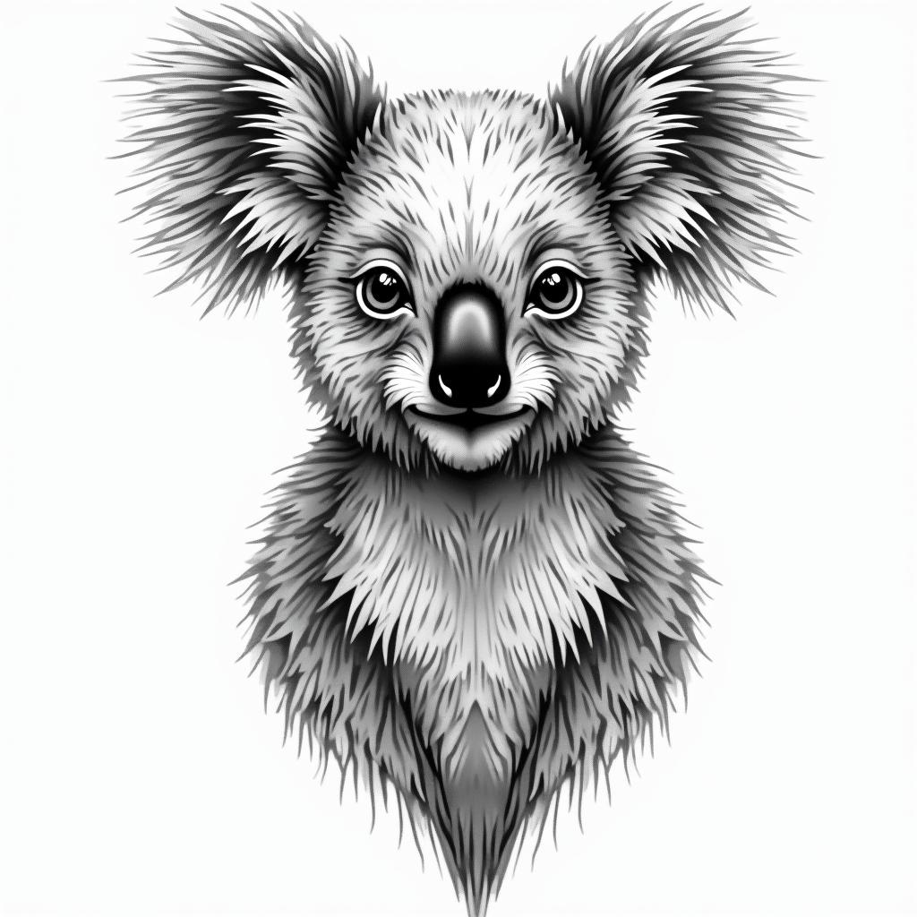 Koala princess geometrichigly detailed tattoo - Variation 4
