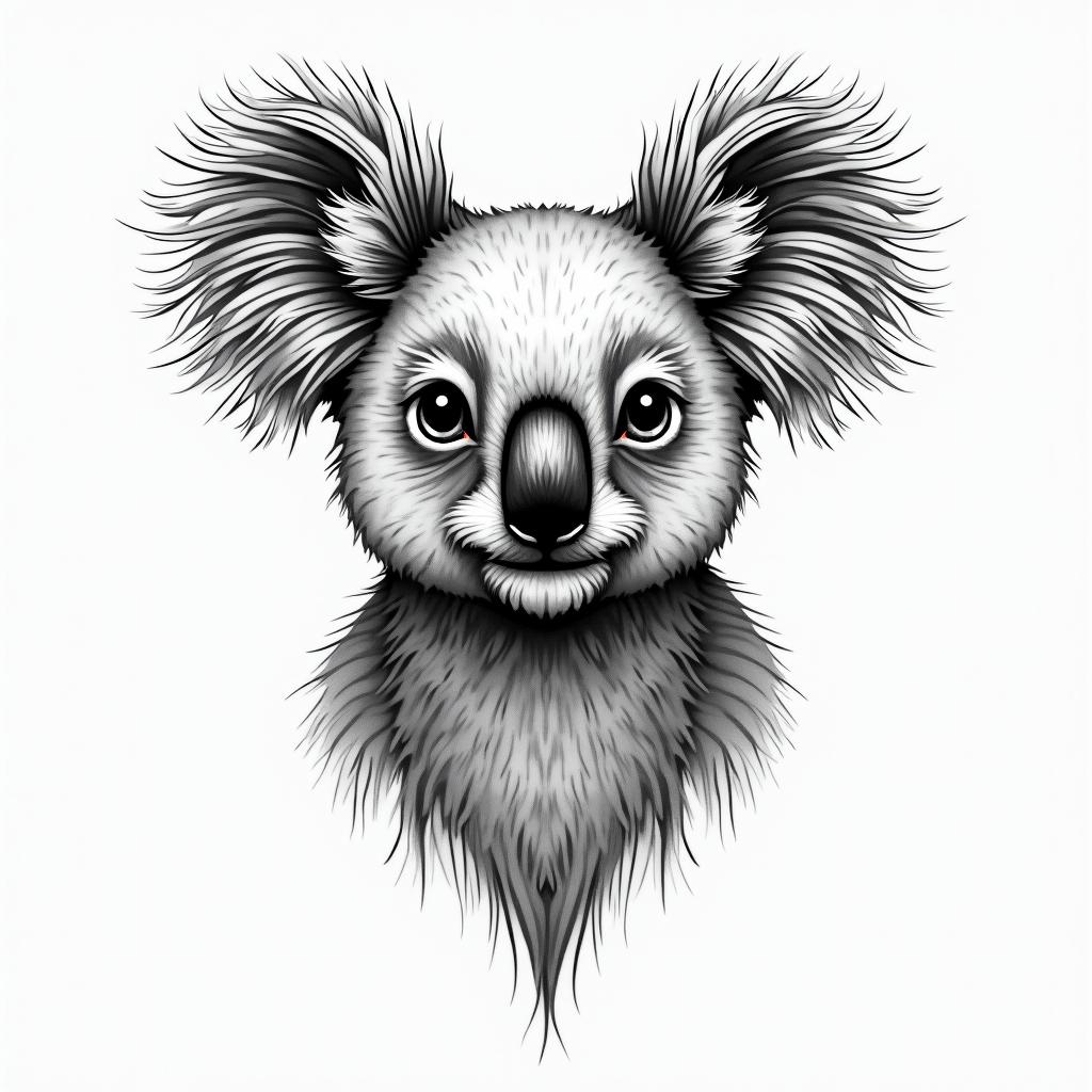 Koala princess geometrichigly detailed tattoo - Variation 2