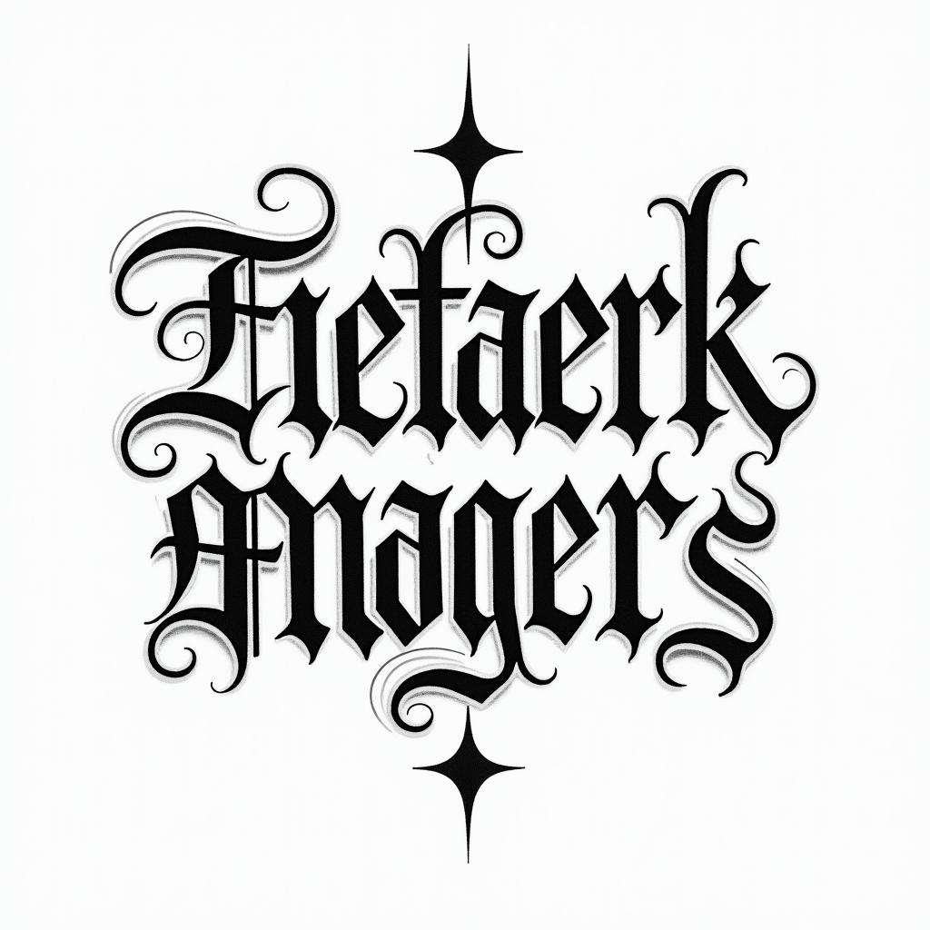 Bree and Mylestext-based tattoo, gothic font ultra-realistic, perfectly placed, high-quality font design, photo-realistic shading, 8k, high quality, finely detailed typography - Variation 4