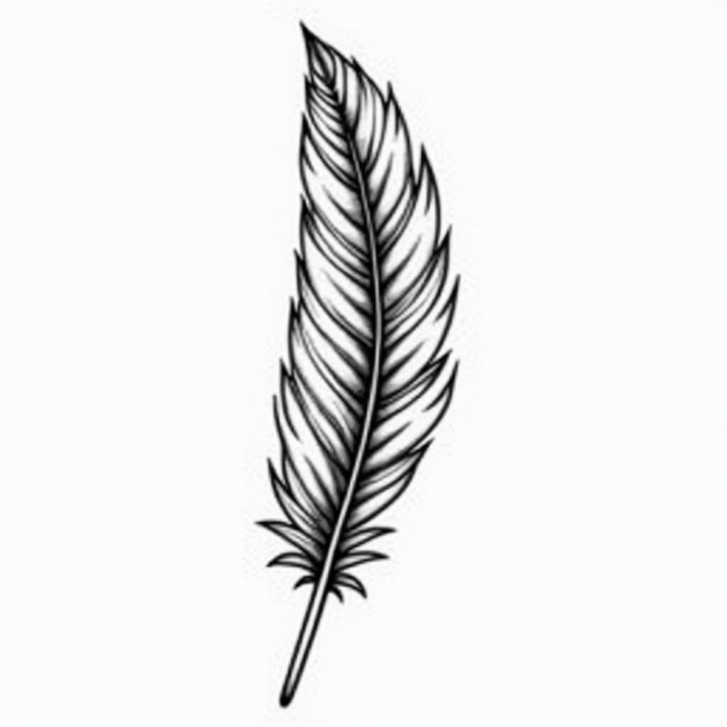 A feather in black and white with the words tiger lily embedded into the stem of the feather so that you can only see it if you know its there.
higly detailed tattoo