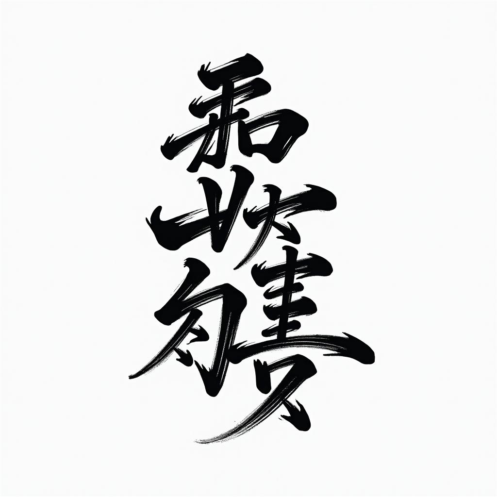 Breetext-based tattoo, japanese font ultra-realistic, perfectly placed, high-quality font design, photo-realistic shading, 8k, high quality, finely detailed typograph - Variation 3