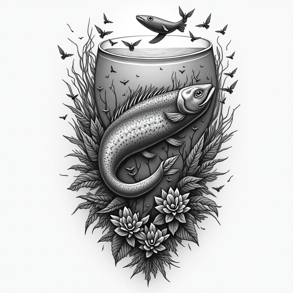 Renato, aquarium, 17, a tattoo involving something about favela.higly detailed tattoo