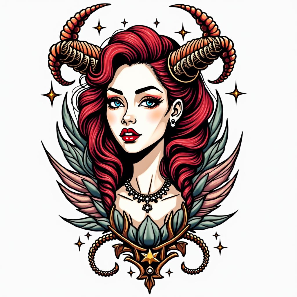 Kendriana, Scorpio, Hahirain pop art style tattoo, featuring bold and vibrant colors, exaggerated outlines, iconic imagery, inspired by comic books and speech bubbles, comic book characters, retro pop culture