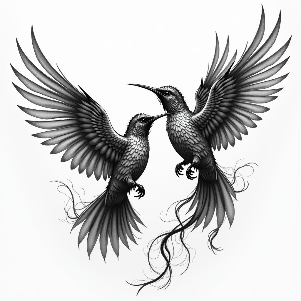Hummings fighting an epic battle in armorhigly detailed tattoo - Variation 4