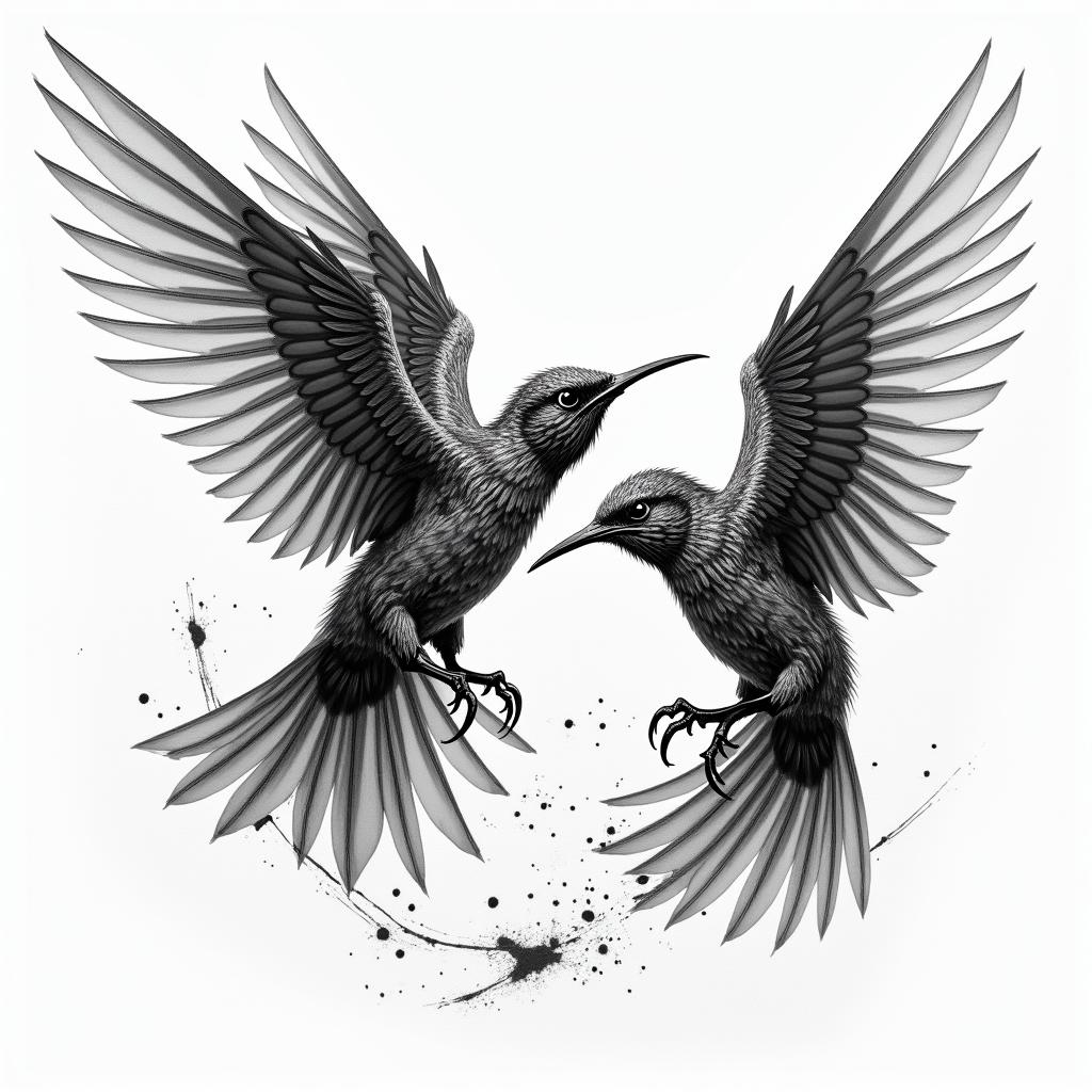 Hummings fighting an epic battle in armorhigly detailed tattoo - Variation 3