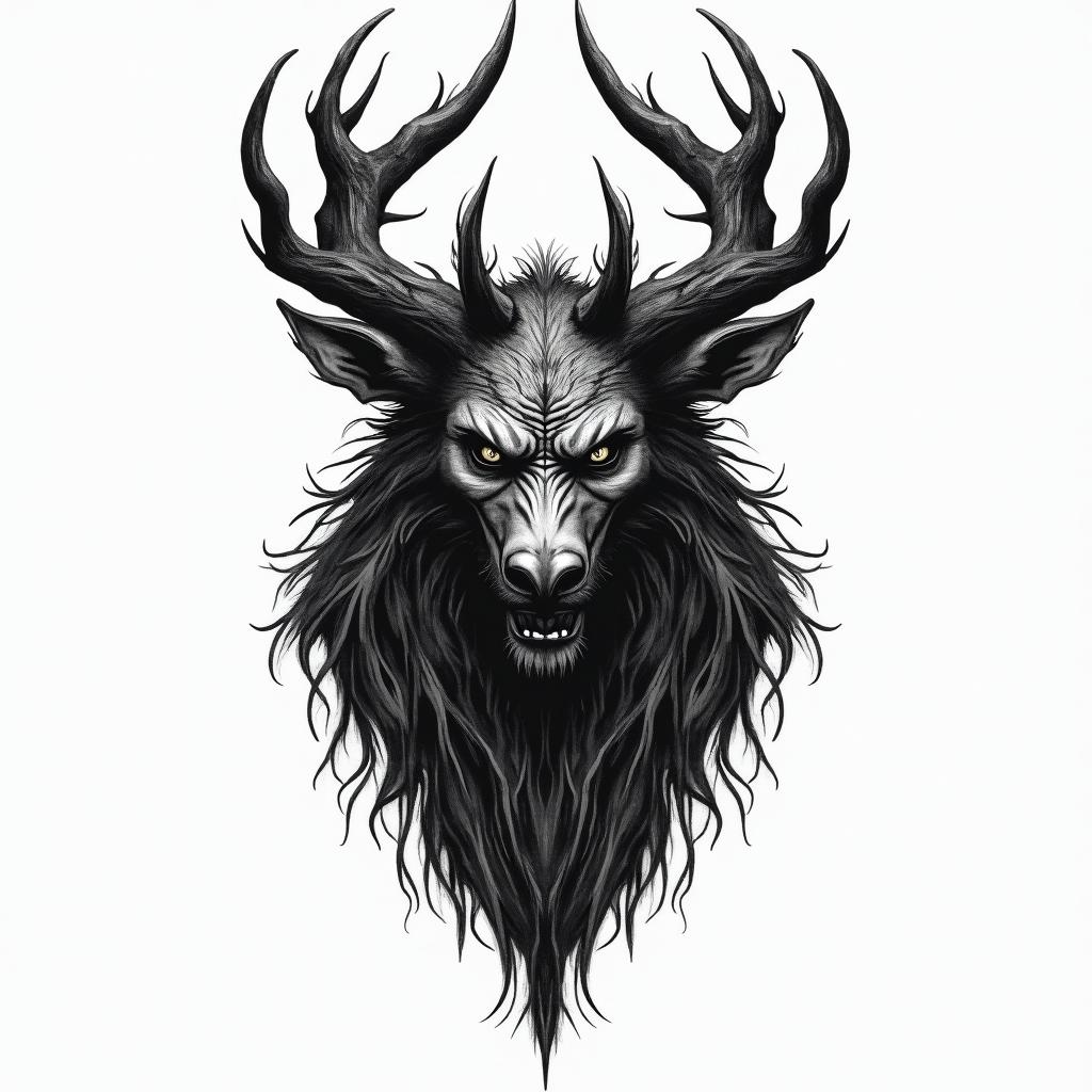 Black forest, rage, strengthin bohemian style tattoo, 8k - Variation 4