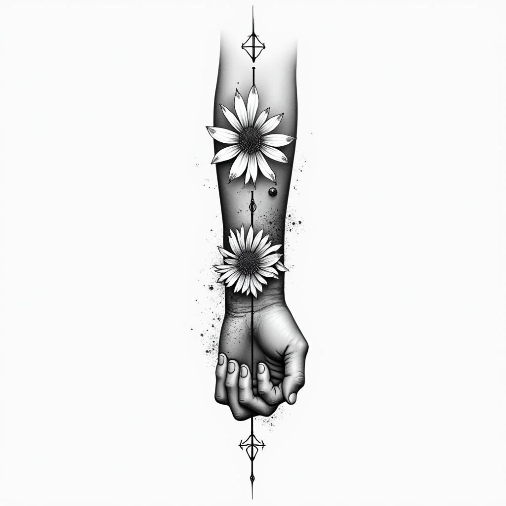 Design a simple 444 vertical wrist tattoohigly detailed tattoo