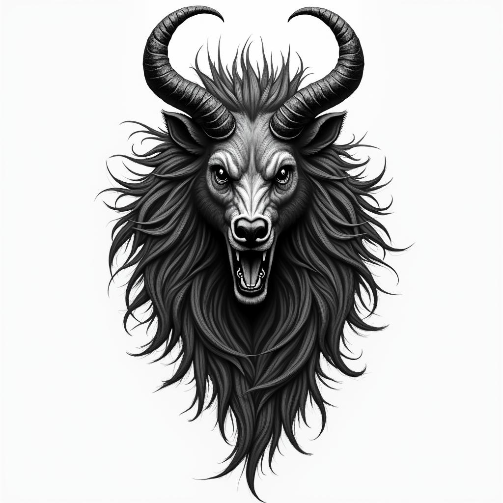 Black forest, rage, strengthin bohemian style tattoo, 8k