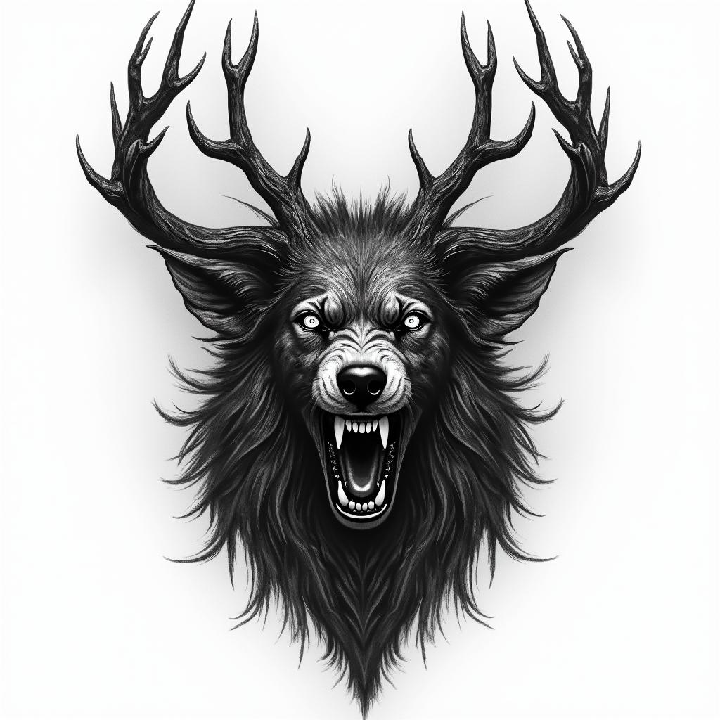 Black forest, rage, strengthin bohemian style tattoo, 8k - Variation 3