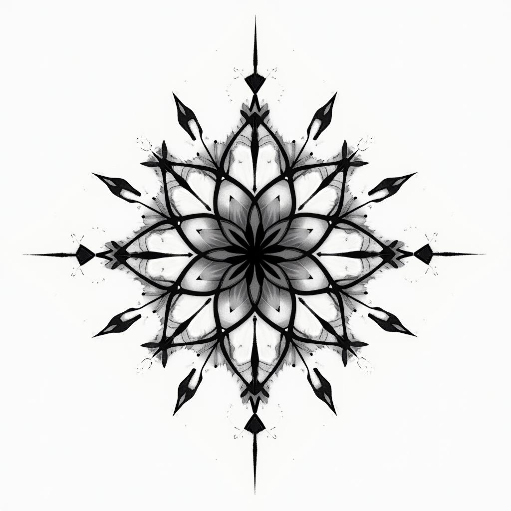 Sparkle princess minimal in geometric style tattoo, blending hexagons, mandala-inspired patterns, symmetrical and fractal design, clean lines, sharp angles - Variation 3