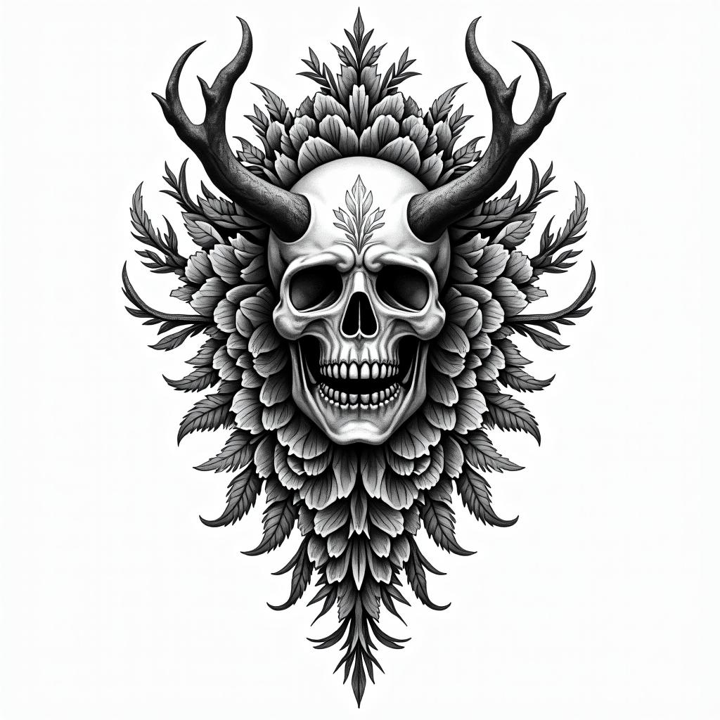 Black forest, anger, strengthin ornamental tattoo style, featuring intricate symmetrical patterns and floral designs, showcasing highly detailed line work and geometric shapes, creating a sense of elegance and balance - Variation 4