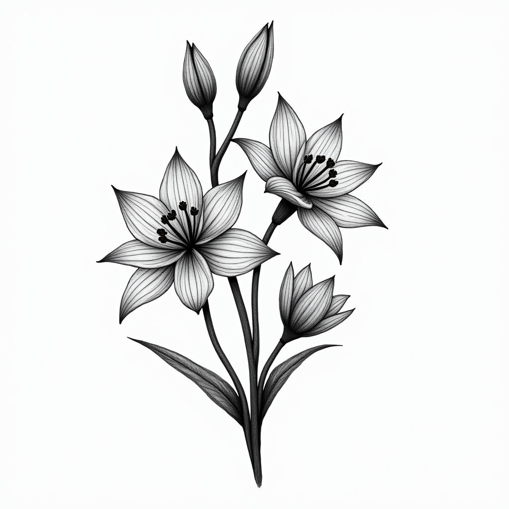 Daffodil and Delphinium with libby and Erin in the stemshigly detailed tattoo - Variation 3