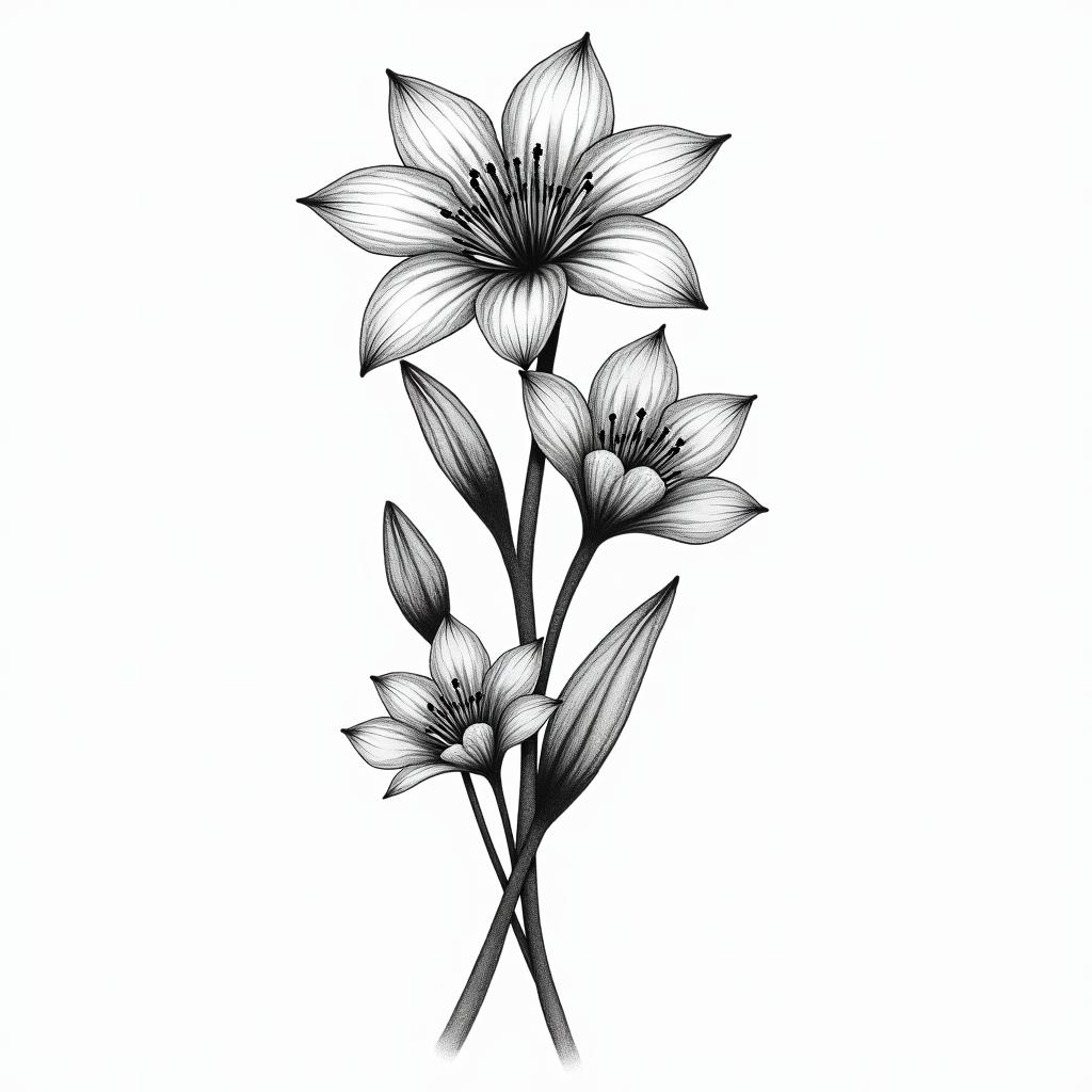 Daffodil and Delphinium with libby and Erin in the stemshigly detailed tattoo - Variation 2