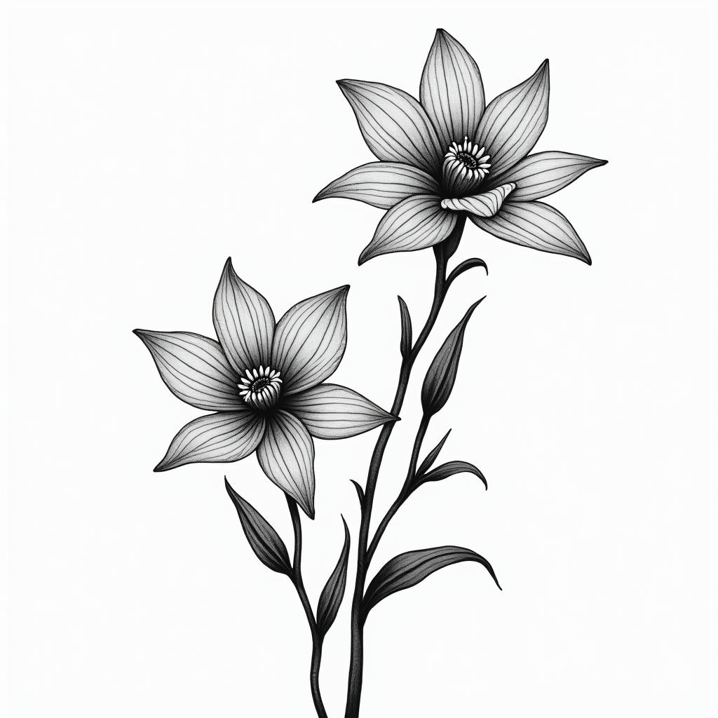 Daffodil and Delphinium with libby and Erin in the stemshigly detailed tattoo