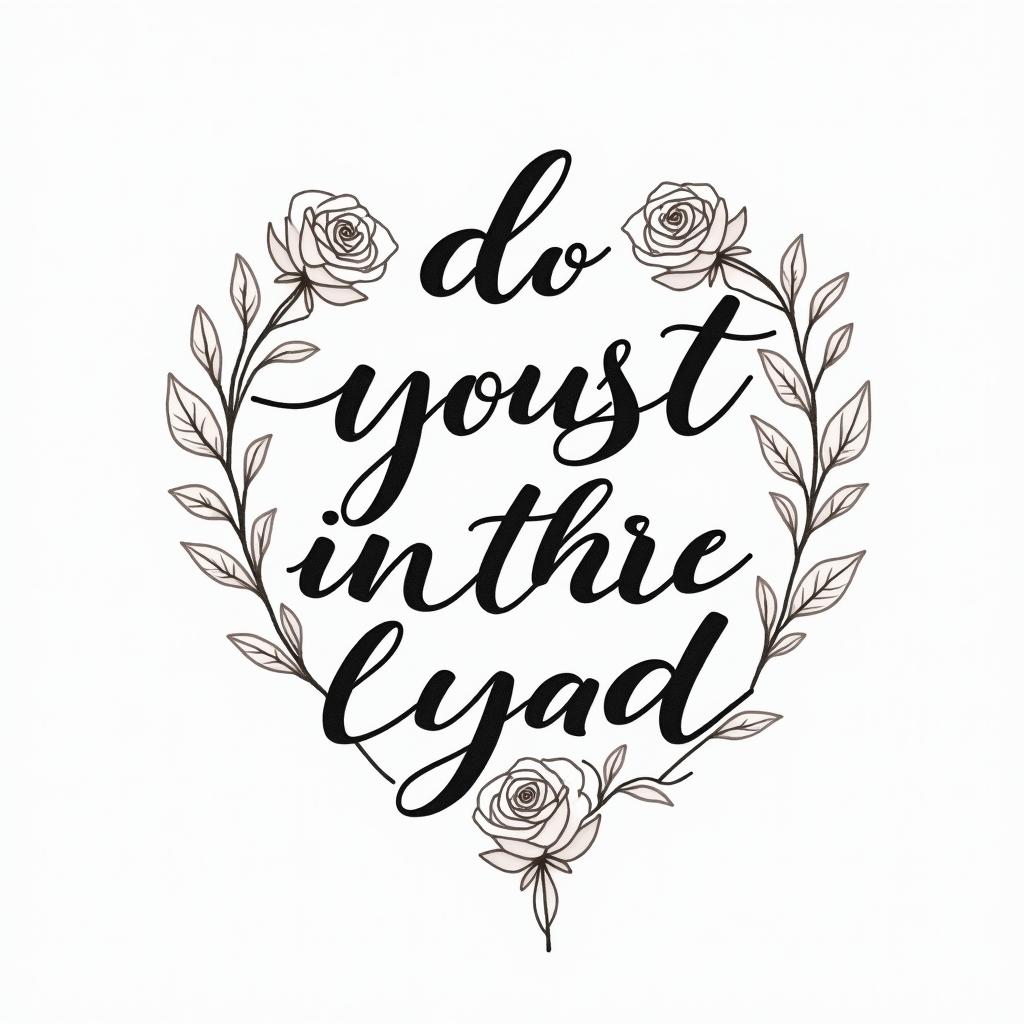 and if you get lost in the light it’s okay, i can see in the darkin elegant cursive calligraphy style 2d tattoo, decorate with roses, featuring a smooth and flowing handwritten script with slightly thickened strokes for a luxurious and bold appearance,  heart symbol between names,  sleek and glossy black text with shadowing, minimalist matte white background, clean and sharp edges, illuminated with soft lighting, romantic, 8k, high-quality textures with refined typography - Variation 3