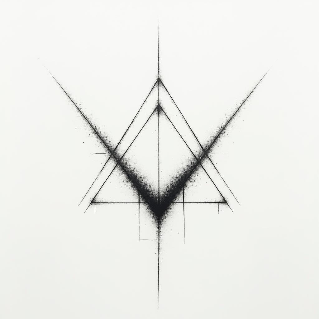 Michael myersin minimalist style tattoo, featuring simple shapes and fine lines, with minimal shading and details, tiny triangles, creating a sense of balance and harmony