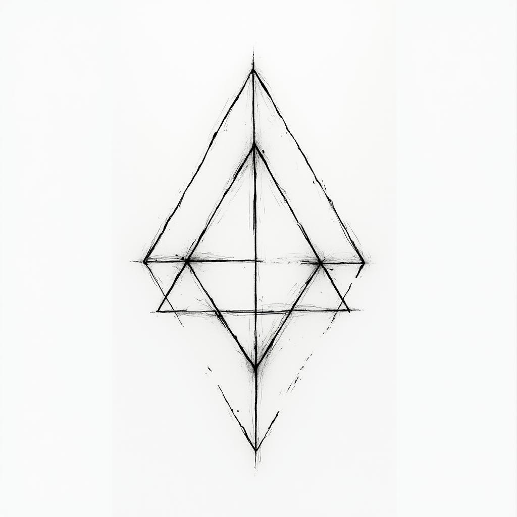 Michael myersin minimalist style tattoo, featuring simple shapes and fine lines, with minimal shading and details, tiny triangles, creating a sense of balance and harmony - Variation 4