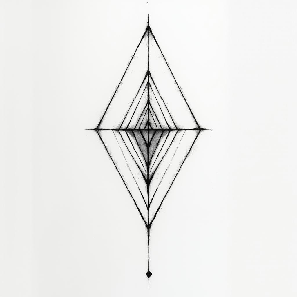 Michael myersin minimalist style tattoo, featuring simple shapes and fine lines, with minimal shading and details, tiny triangles, creating a sense of balance and harmony - Variation 3
